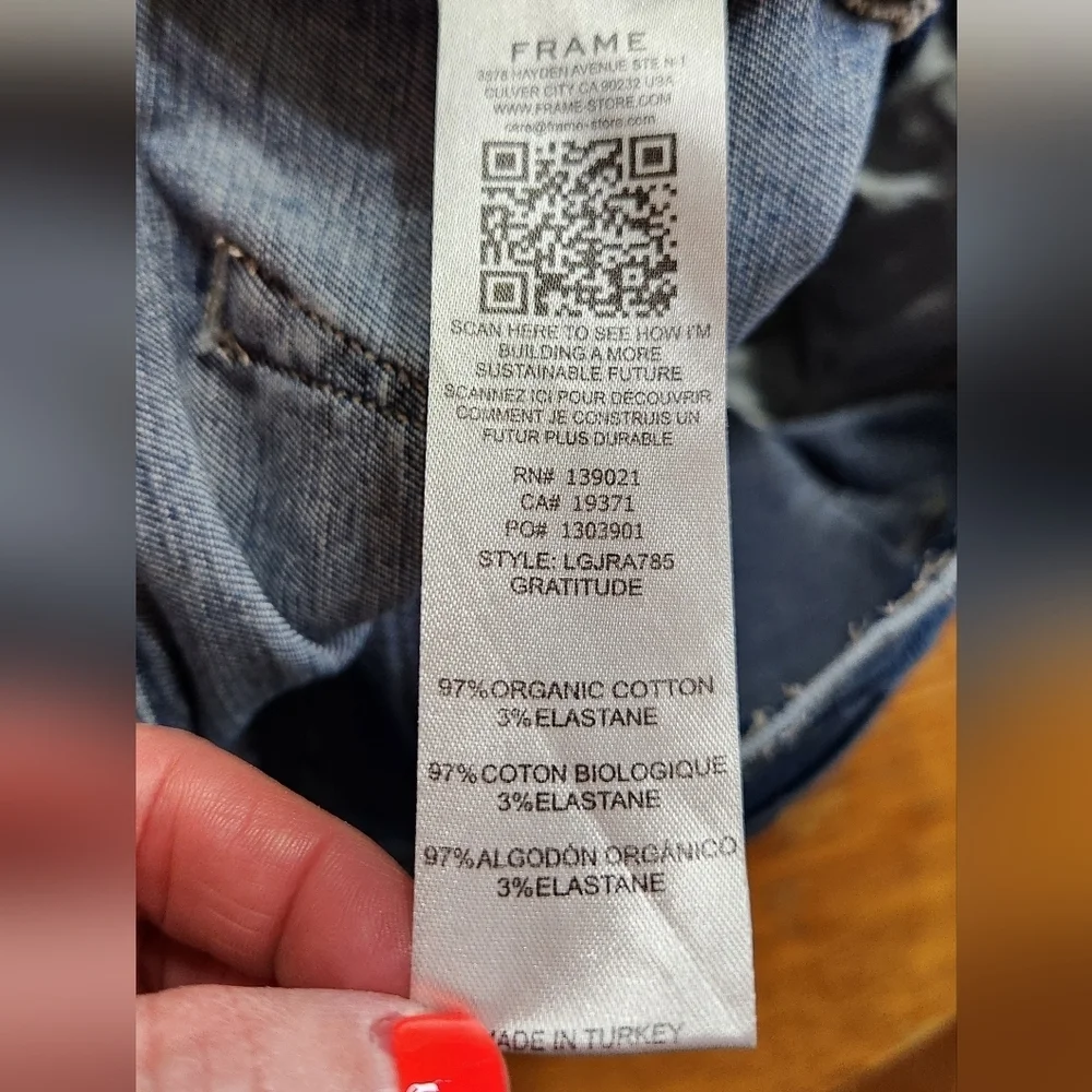 FRAME LE GARCON SIim Leg Mid Rise Gratitude Jeans Size 27 Raw Hem STYLE LGJRAZ8S - Picture 11 of 13